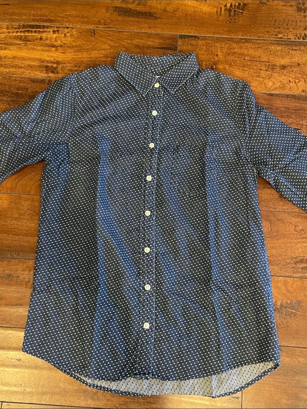 J. Crew Navy and White Button-Down Shirt